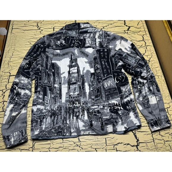 Parsley & Sage Womens Gray & Black Abstract NY City Boho Button Up Jacket India - Picture 14 of 16